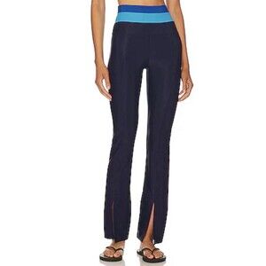 Beach Riot Amalfi Pant Stretchy Ribbed In Marine Colorblock Navy Blue Size Small